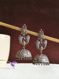 Oxidized Peacock Silver Plated Jhumka Earrings | AMOLA