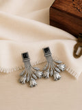 Antique Silver Flower Bunch Drop Stud Earrings | AMOLA
