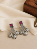 Antique Silver Flower Bunch Drop Stud Earrings | AMOLA