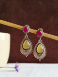 Oxidized Silver Teardrop Dangler Earrings | AMOLA