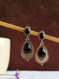 Oxidized Silver Teardrop Dangler Earrings | AMOLA