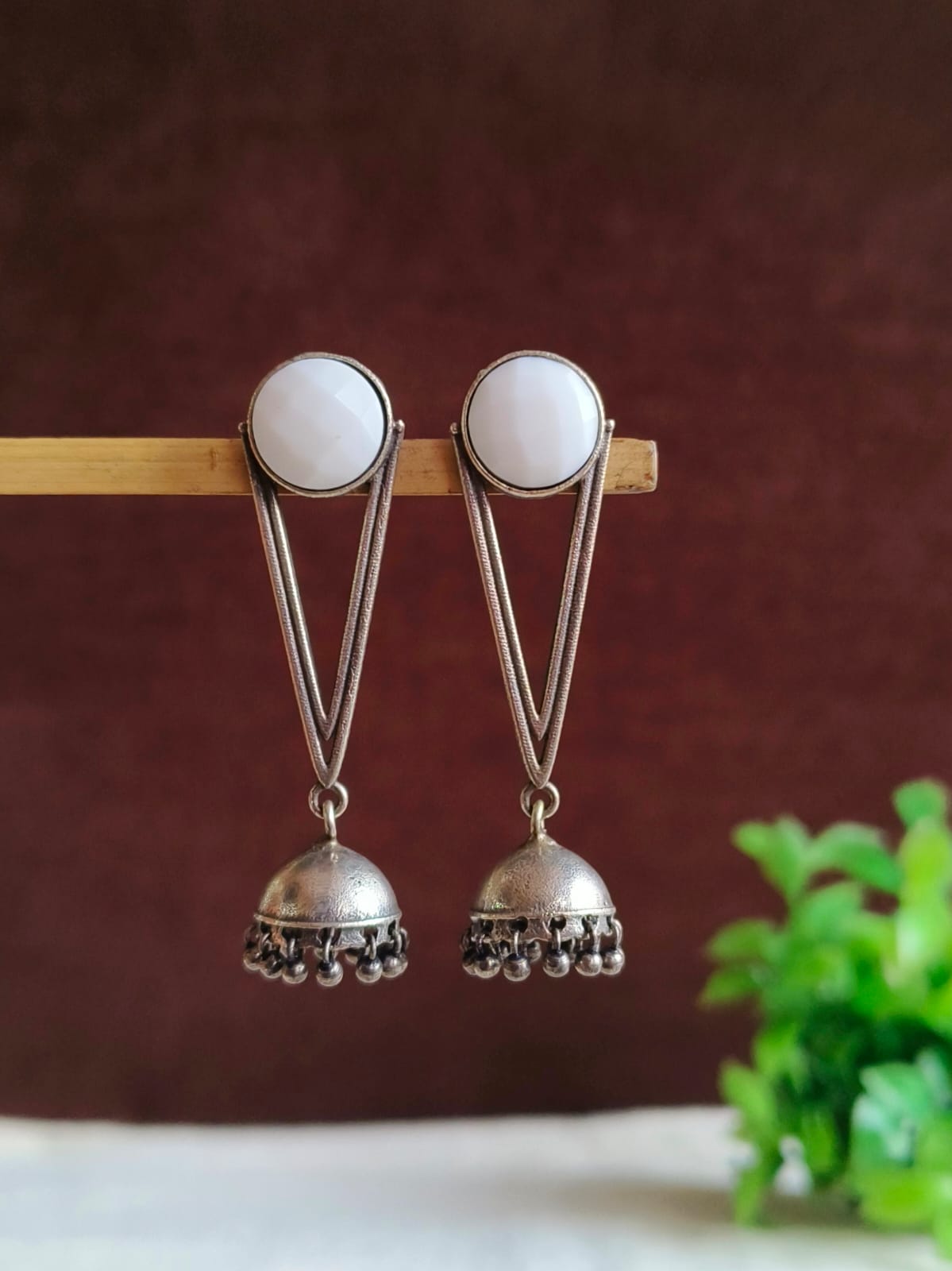 Oxidized long jhumka