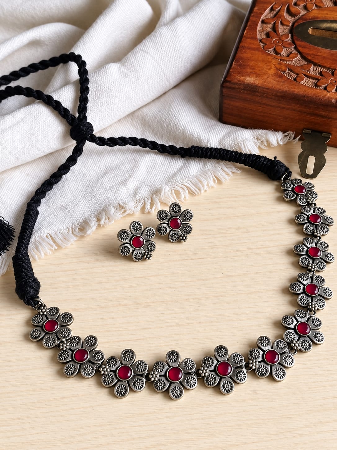 Floral Oxidized Necklace Set | AMOLA
