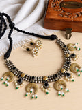Dual Tone Pearl Oxidized Necklace | AMOLA