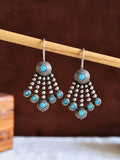 Elegant Oxidized Silver Stone Hook Earrings | AMOLA