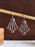 Elegant Oxidized Silver Stone Hook Earrings | AMOLA