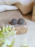 Oxidised Silver Round Stud Earrings for Timeless, Everyday Elegance | AMOLA