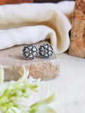 Oxidised Silver Floral Stud Earrings for Elegant, Everyday Charm | AMOLA
