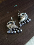 Silver-Plated Daily Wear Peacock Earrings with Ghungroo | AMOLA
