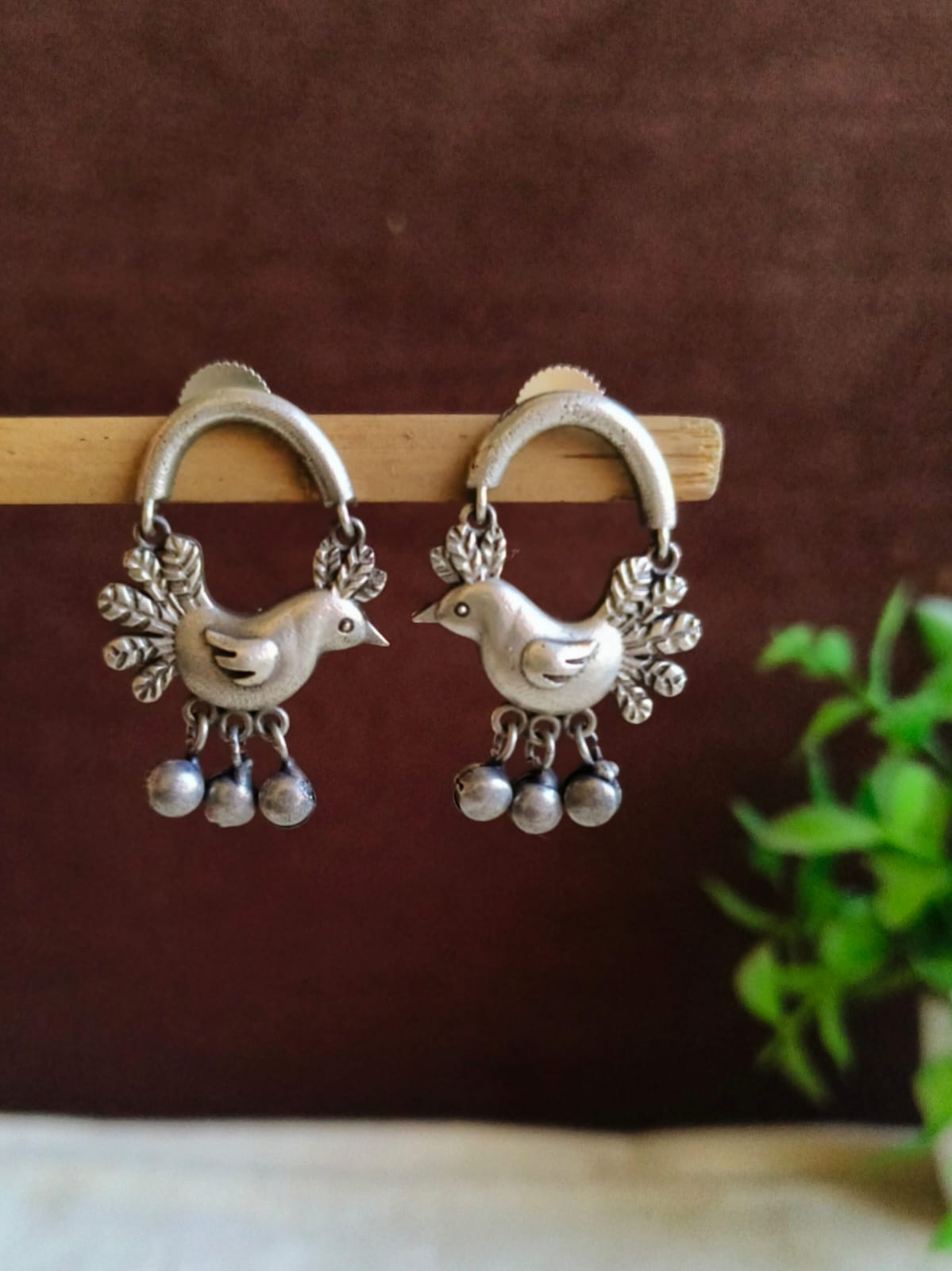 Chirpy Sparrow Silver Danglers for Daily Glam | AMOLA