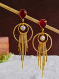 Golden Monalisa Stone Chic Dangler Earrings | AMOLA