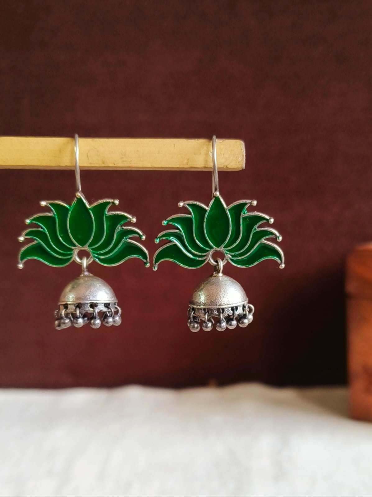 Lotus Oxidized Jhumka Earrings | AMOLA