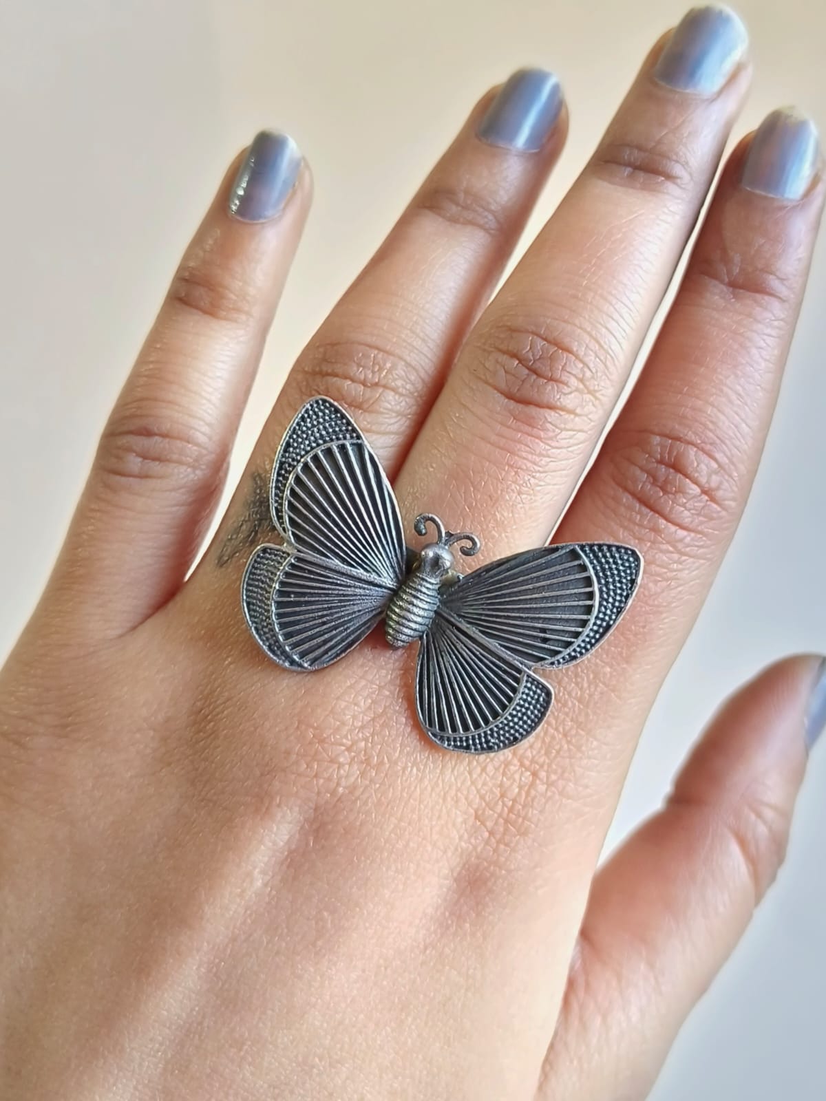 Oxidized Silver Look a like Butterfly Ring | AMOLA