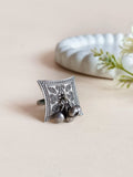 Silver Square Ghungroo Adjustable Ring | AMOLA