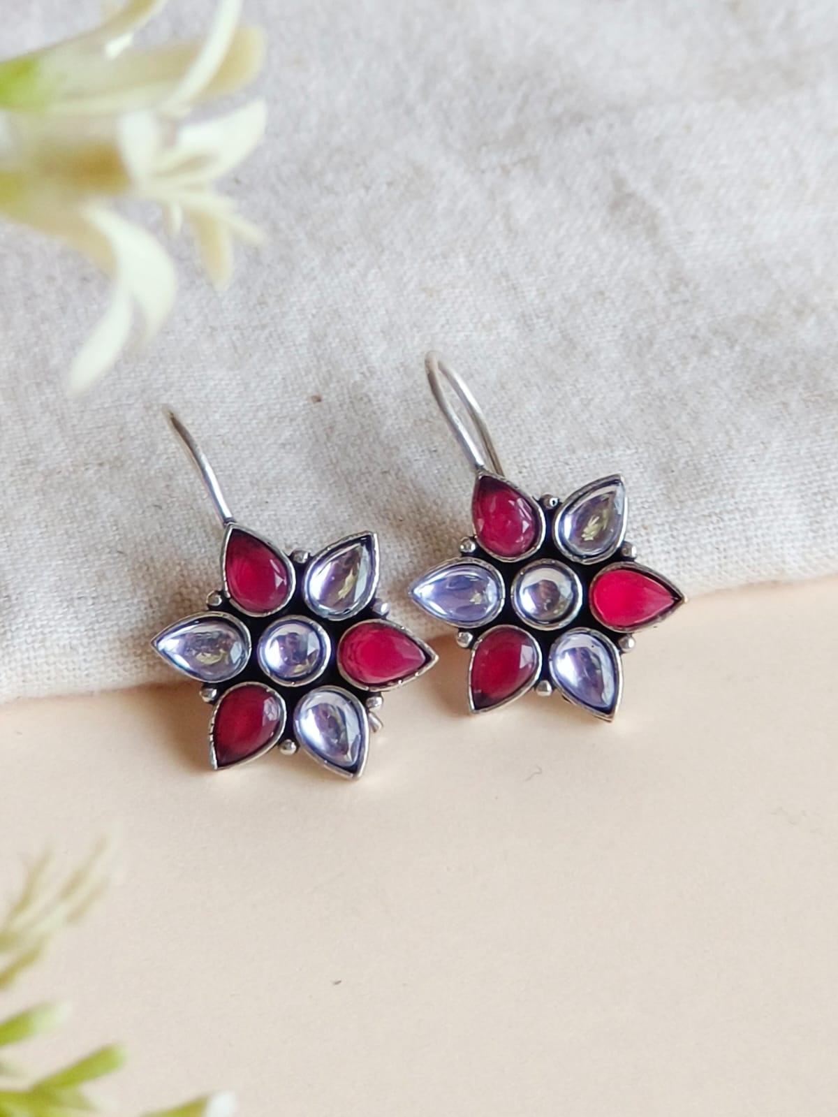 Premium Quality Oxidised Stone Hook Earrings for Casual Wear | AMOLA