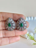 Elegant Teardrop Oxidised Silver Stud Earrings | AMOLA