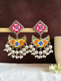 Hand-painted Oxidised Jewellery Earrings | AMOLA