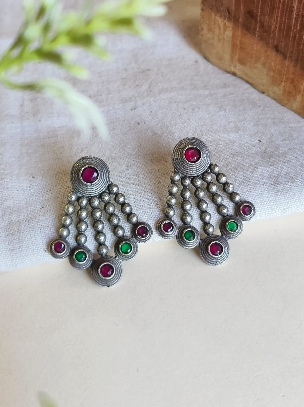 Stone Studded Oxidized Earrings | AMOLA