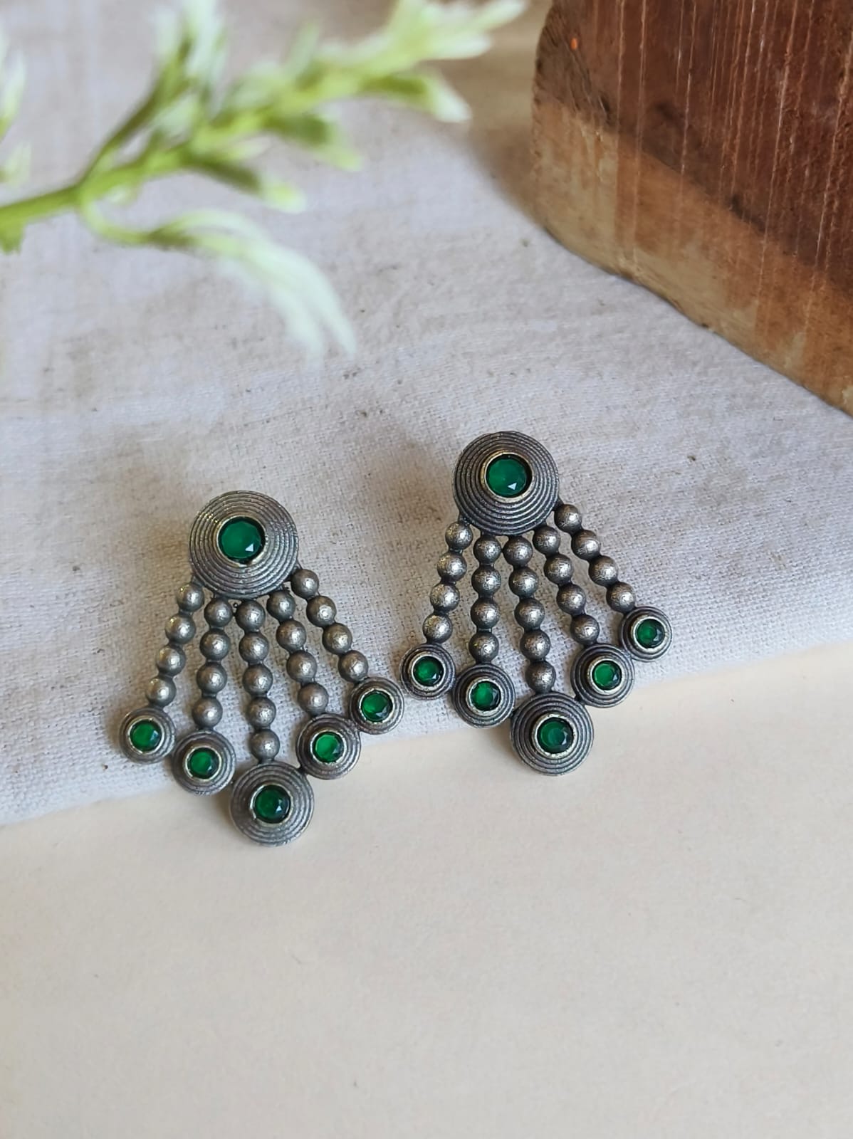 Stone Studded Oxidized Earrings | AMOLA
