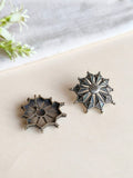 Silver Oxidised Floral Stud Earrings | AMOLA