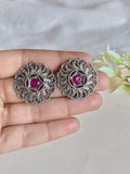 Oxidized Silver Floral Cluster Studs | AMOLA