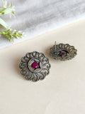 Oxidized Silver Floral Cluster Studs | AMOLA