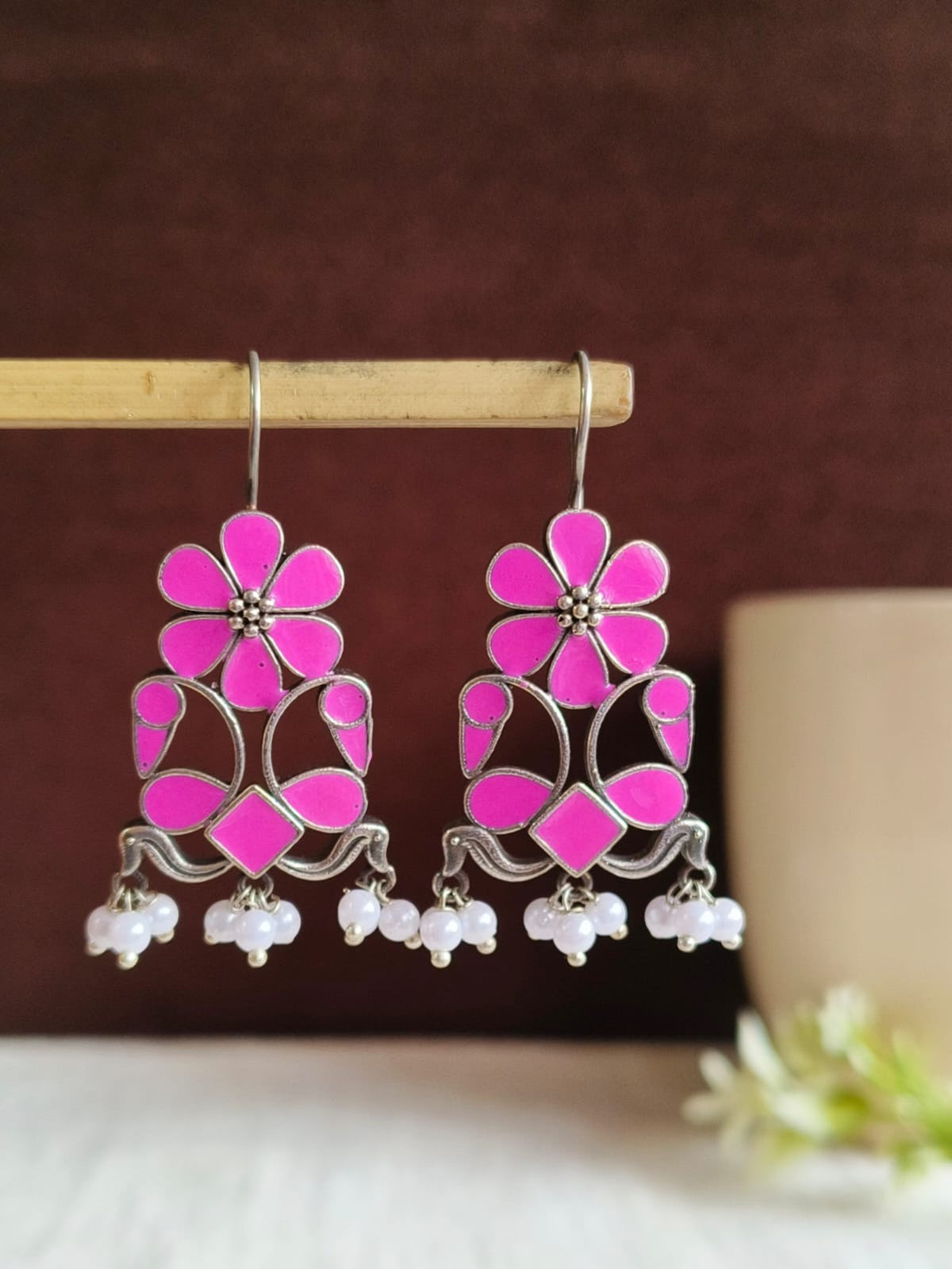 Floral Hook Earrings Silver | AMOLA