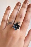 Kamal Phool Oxidized Adjustable Statement Ring | AMOLA