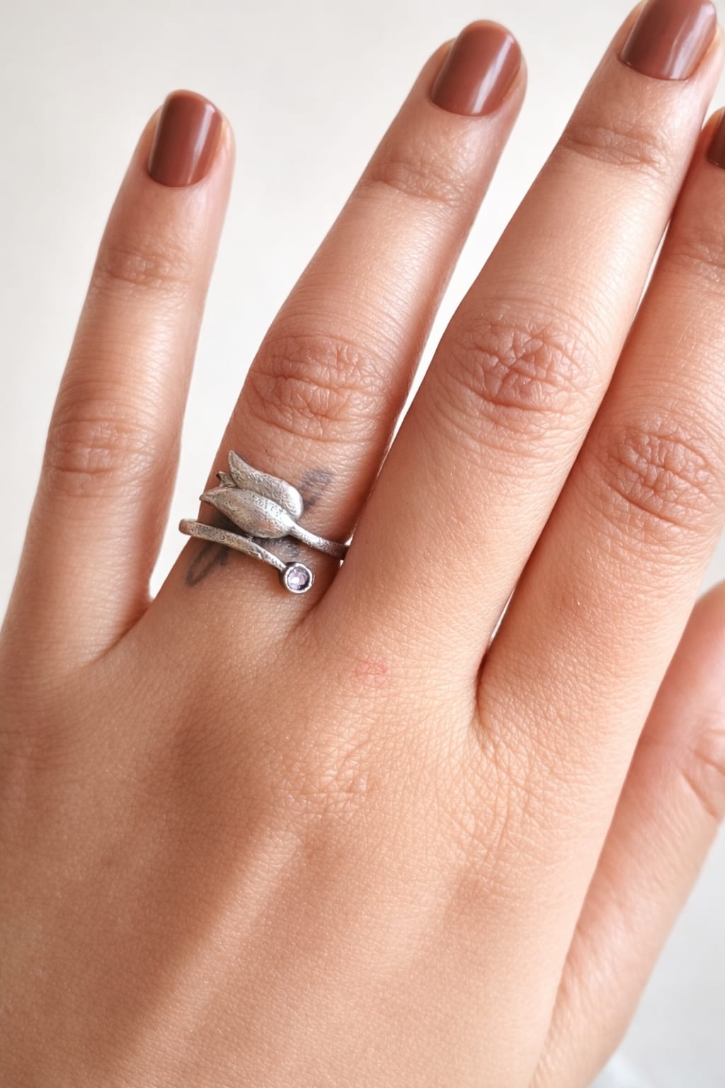 Silver Look Alike Lotus Statement Ring | AMOLA