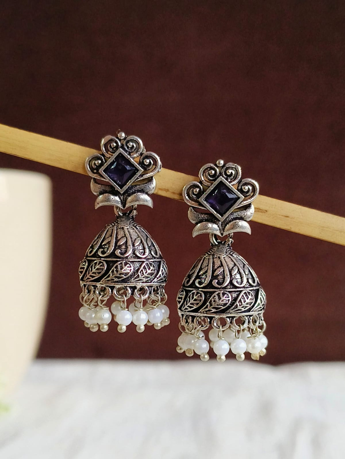 Elegant Silver-Plated Pearl Brass Earrings | AMOLA