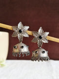 Silver Oxidized Flower Jhumka Earrings for Navratri Festivities | AMOLA