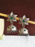 Silver Oxidized Flower Jhumka Earrings for Navratri Festivities | AMOLA