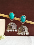 Stone Silver Oxidised Jhumka | AMOLA
