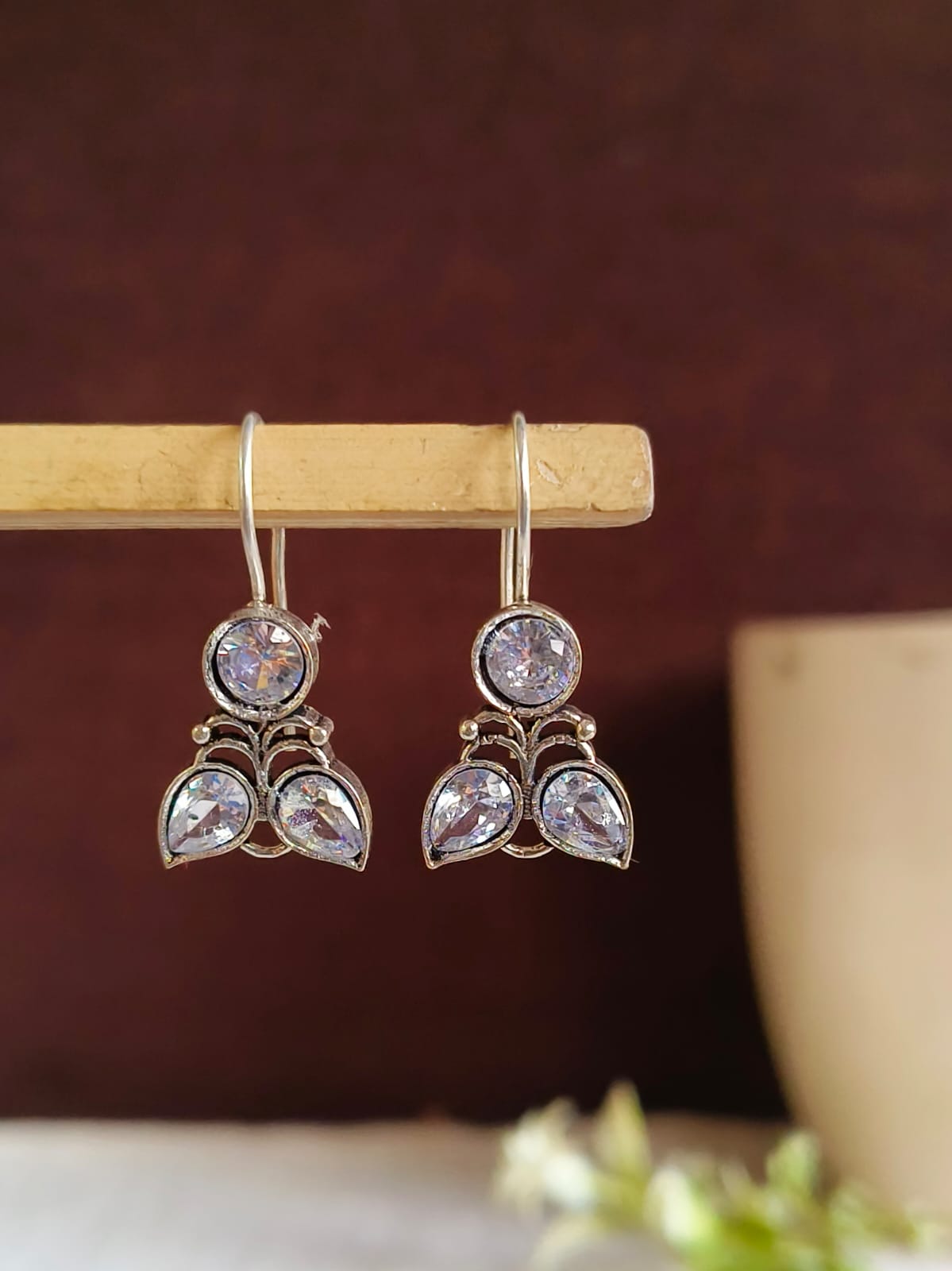 Vibrant Multicolor German Silver Hook Earrings for Daily Wear | AMOLA