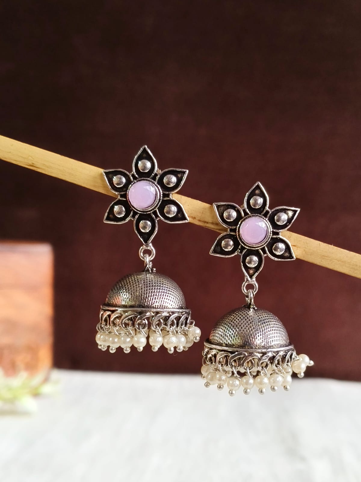 Floral Oxidised Jhumka | AMOLA