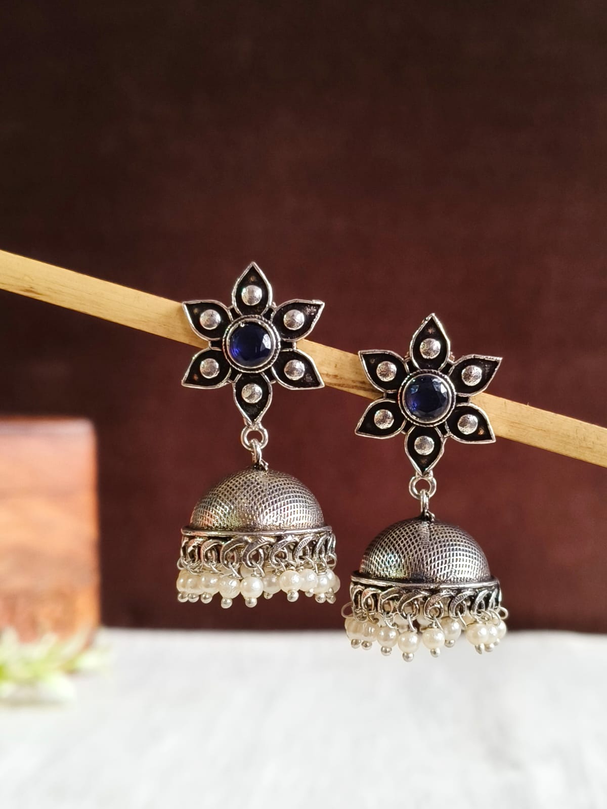 Floral Oxidised Jhumka | AMOLA