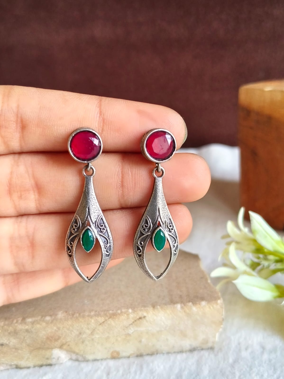 Stone Studded Dangler Earrings | AMOLA