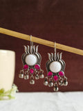 Lotus Oxidised Hook Earrings | AMOLA