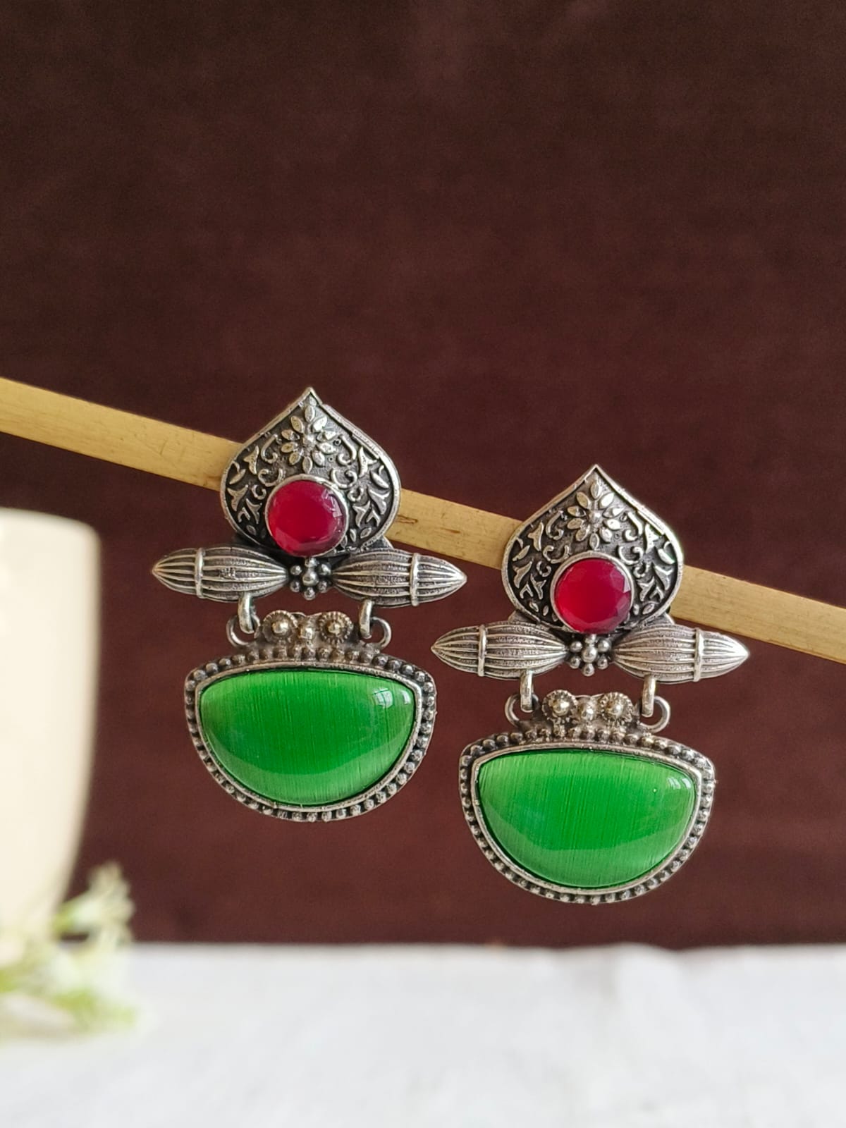 German Silver Oxidised Earrings | AMOLA