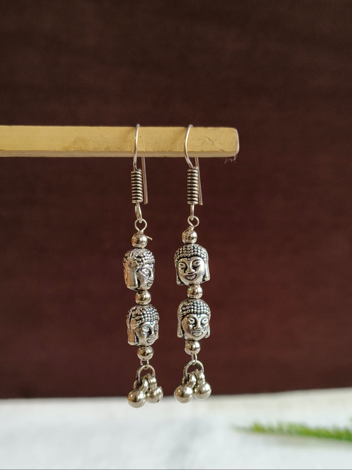 German Silver Buddha Hook Earrings | AMOLA
