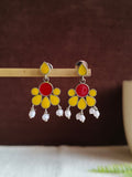 Hand-Painted Silver Enamel Danglers – Elegant & Timeless | AMOLA