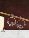 Floral Oxidized Silver Drop Earrings | AMOLA