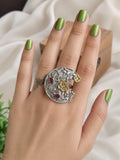 Dual Tone Adjustable Oxidised Rings | AMOLA
