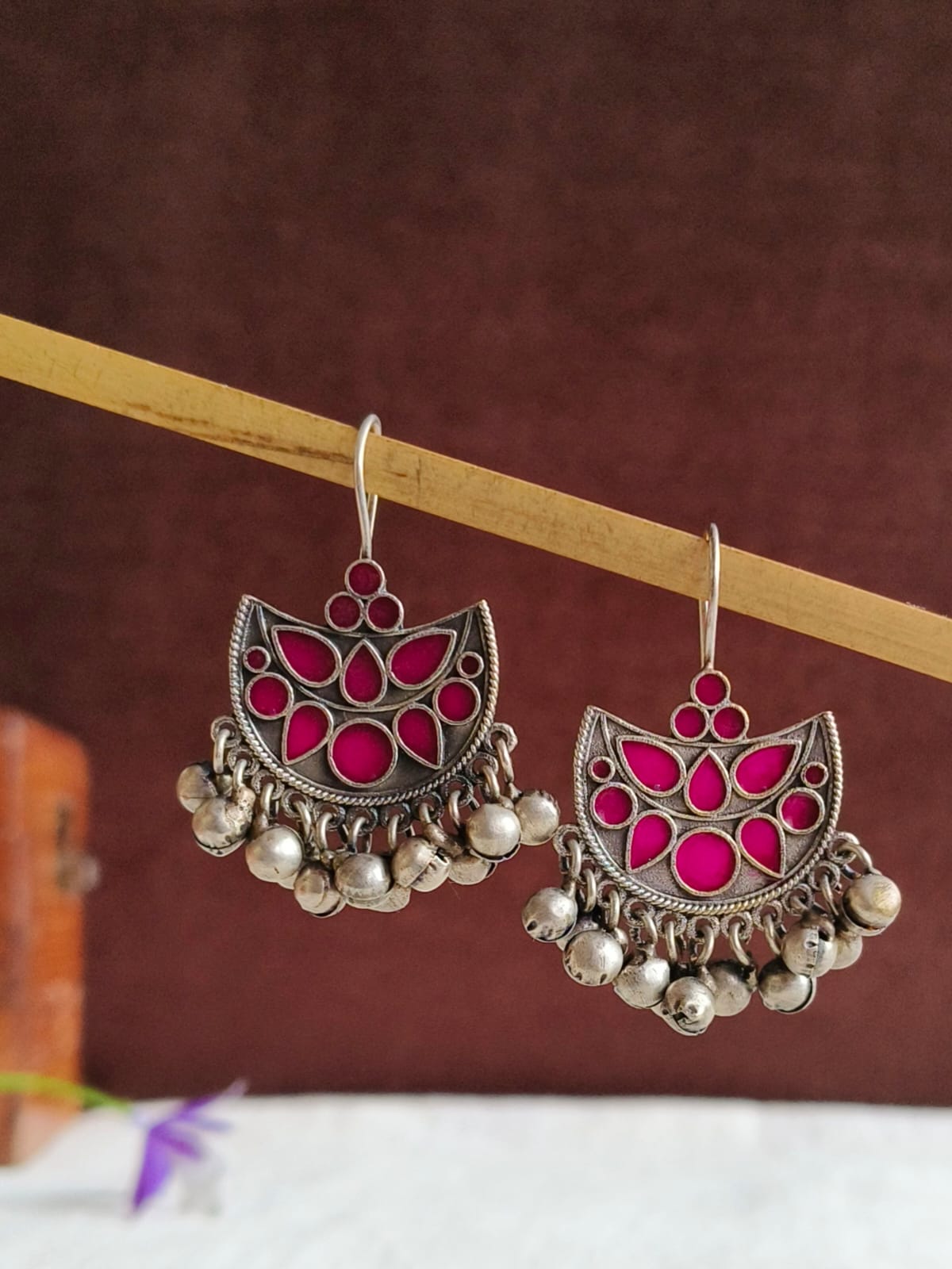 Traditional Enamel Chandbali Earrings | AMOLA