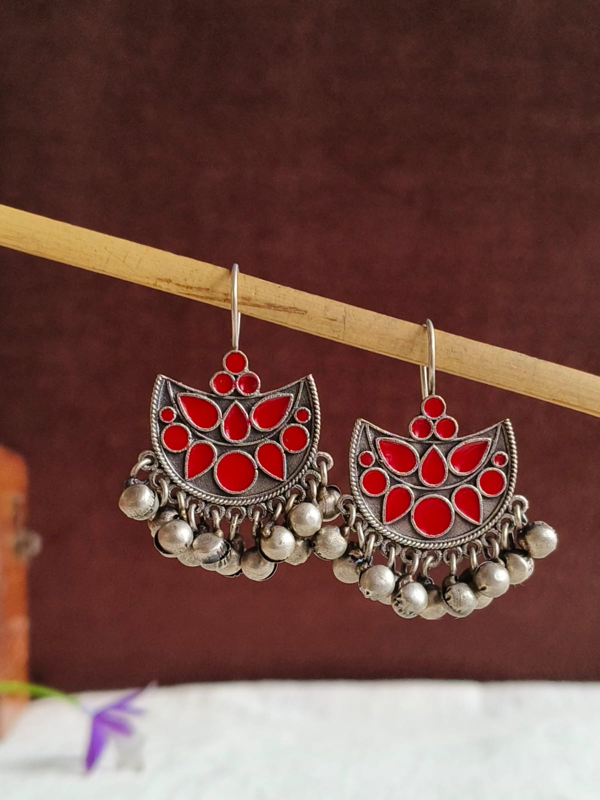 Traditional Enamel Chandbali Earrings | AMOLA