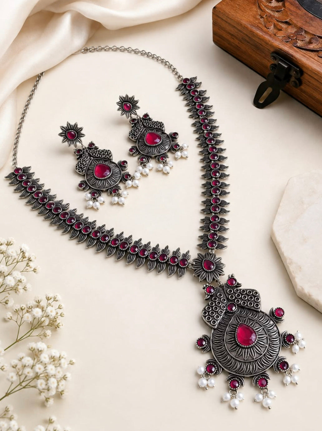 oxisdied Silver Plated Necklace | AMOLA