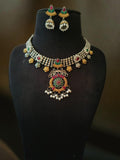Dual Tone Monalisa Stone Necklace | Sarichka - Sarichka FashionSarichka Fashion