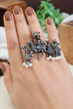 Oxidized Silver Plated Barat Finger Ring | AMOLA