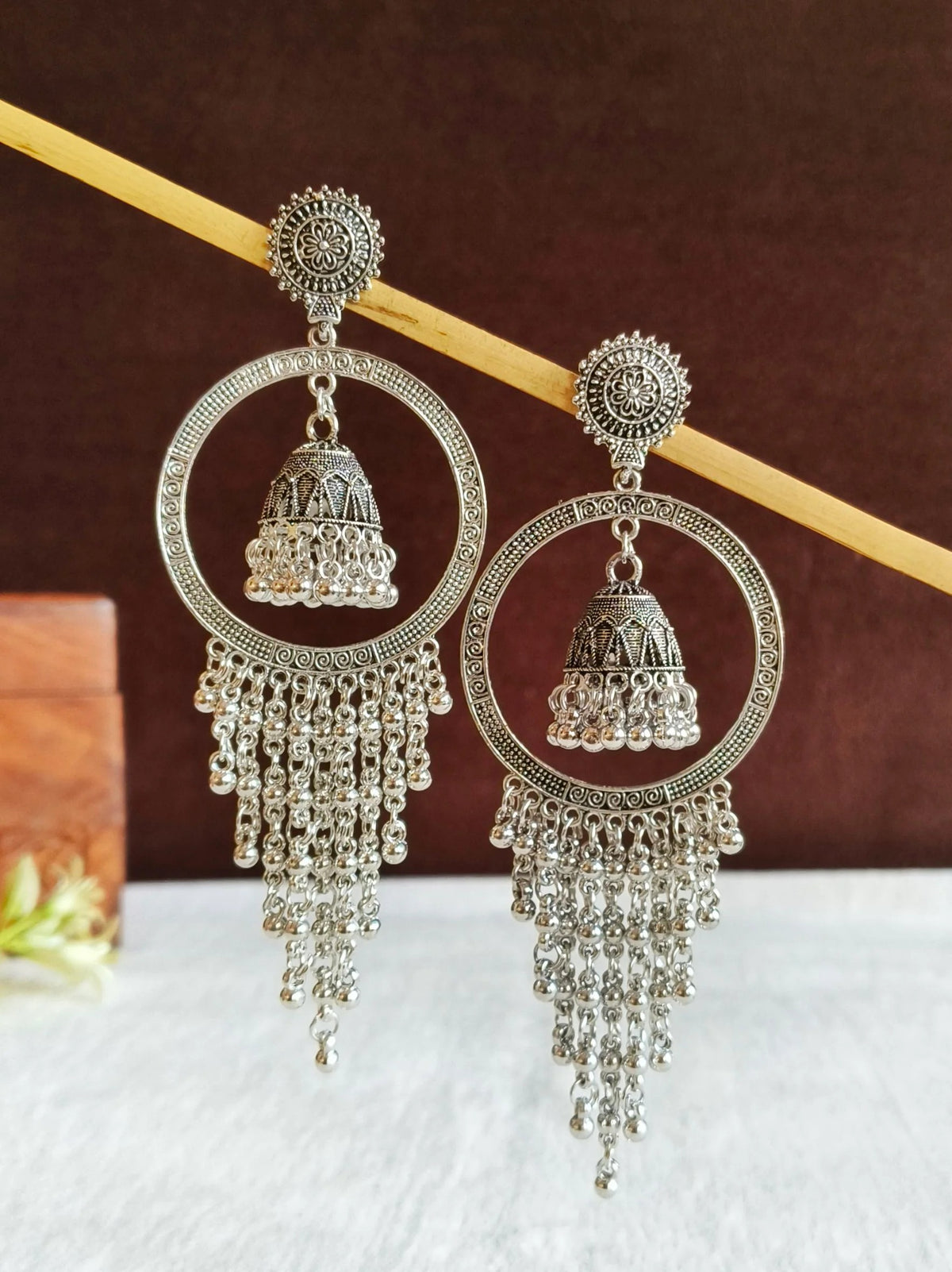 Oxidized Jhumka Chandbali Statement Earrings | AMOLA